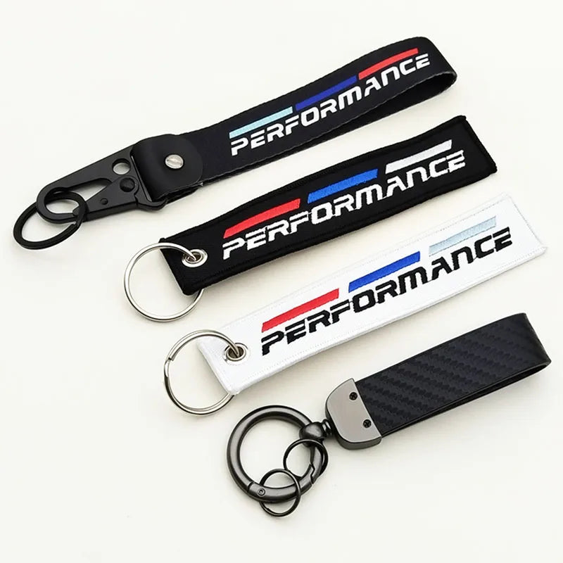 Women Man Nylon Key Ring Leather Car Keychain For BMW Performance E46 E39 E60 F10 F20 F30 F15 F16 Motorcycle Racing Accessories