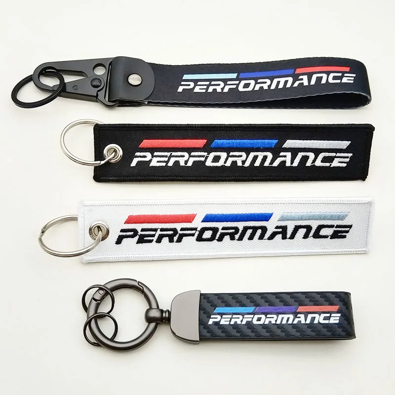 Women Man Nylon Key Ring Leather Car Keychain For BMW Performance E46 E39 E60 F10 F20 F30 F15 F16 Motorcycle Racing Accessories