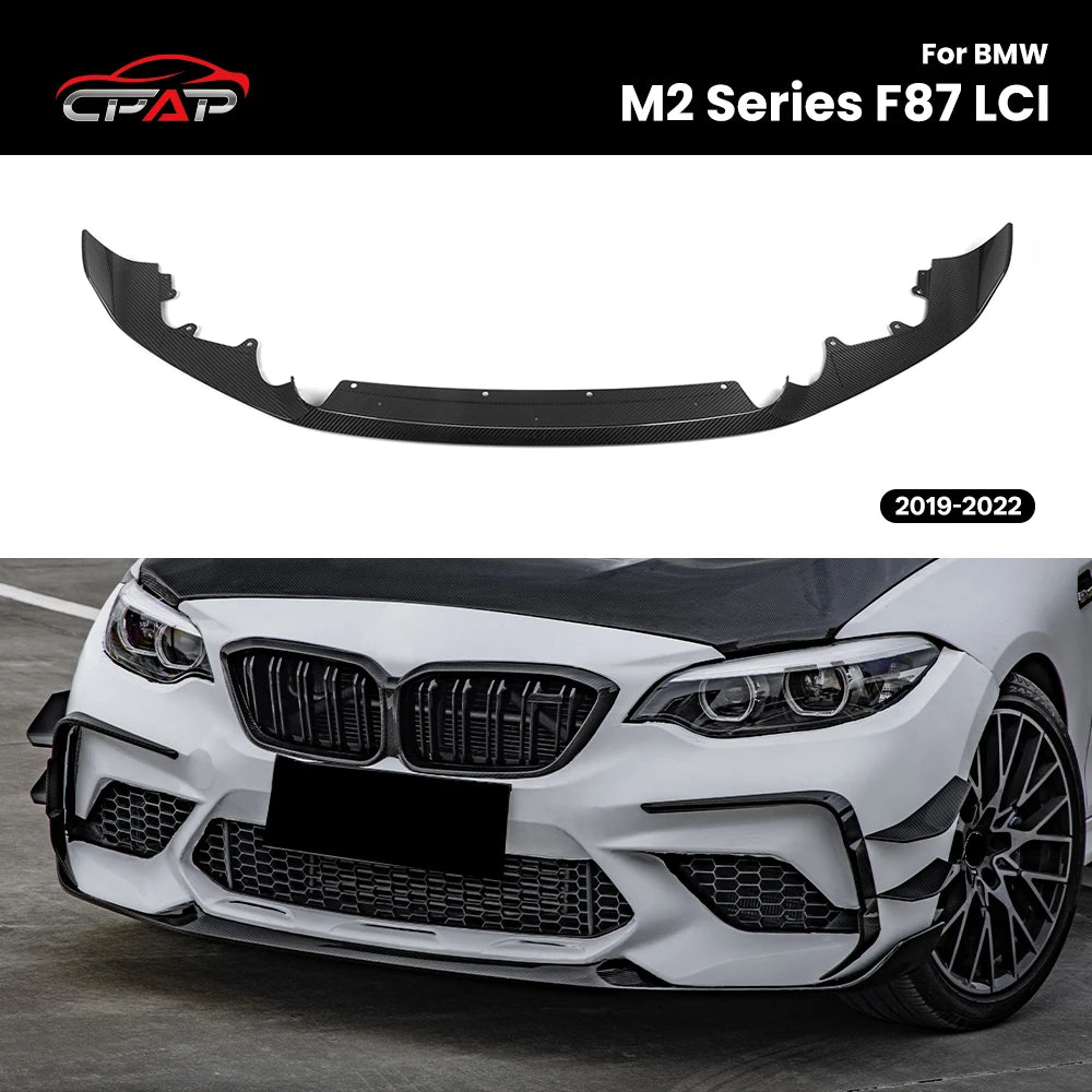 Real Dry Carbon Fiber Front Lip Diffuser Bumper Splitter Lip Body Kits For BMW M2 Series F87 LCI MP Style 2019-2022