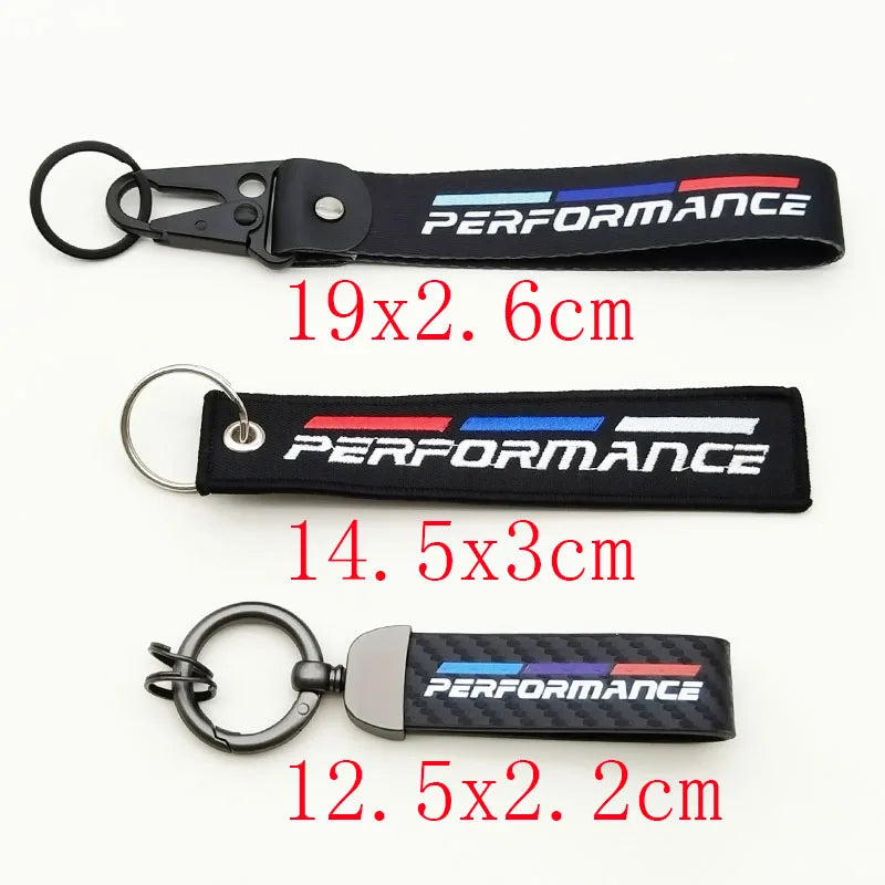 Women Man Nylon Key Ring Leather Car Keychain For BMW Performance E46 E39 E60 F10 F20 F30 F15 F16 Motorcycle Racing Accessories