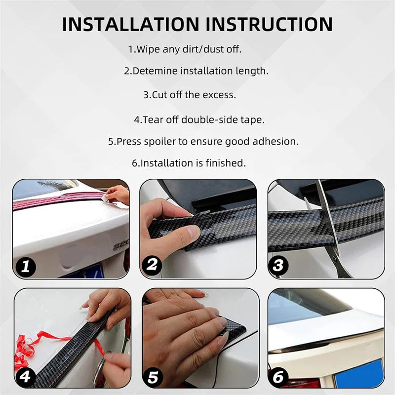 1.5M Car-Styling 5D Carbon Fiber Spoilers Styling DIY Refit Spoiler Universal For BMW Toyota Honda KIA Hyundai Opel Mazda