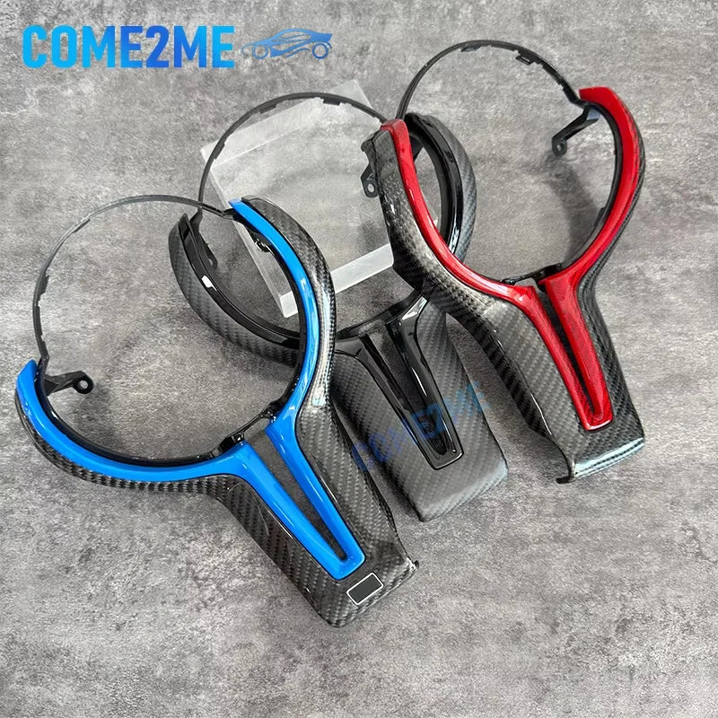 Suitable for BMW 12345 series F10 F20 F30 M2M3 M4M5 thong carbon fiber steering wheel cover with multi-color selection