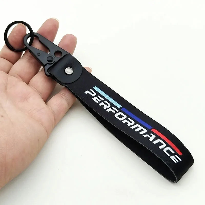 Women Man Nylon Key Ring Leather Car Keychain For BMW Performance E46 E39 E60 F10 F20 F30 F15 F16 Motorcycle Racing Accessories