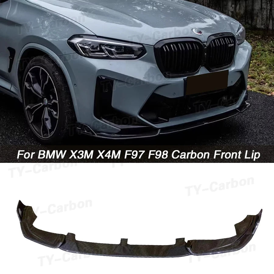 Real Carbon Fiber Front Bumper Lip Splitters For BMW X3M X4M F97 F98 LCI 2022+ Car Front Lip Chin Spoiler Guard FRP