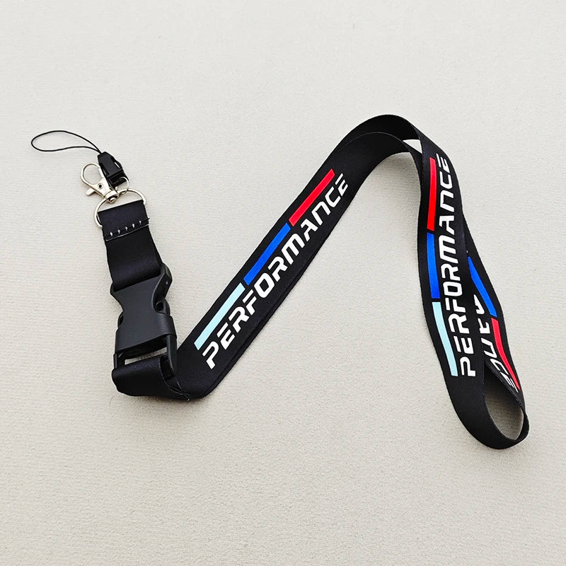 1pcs Black White Performance Logo Lanyard Nylon Printing Emblem Style Keychain For BMW M Performance E90 E60 E46 Car Accessories