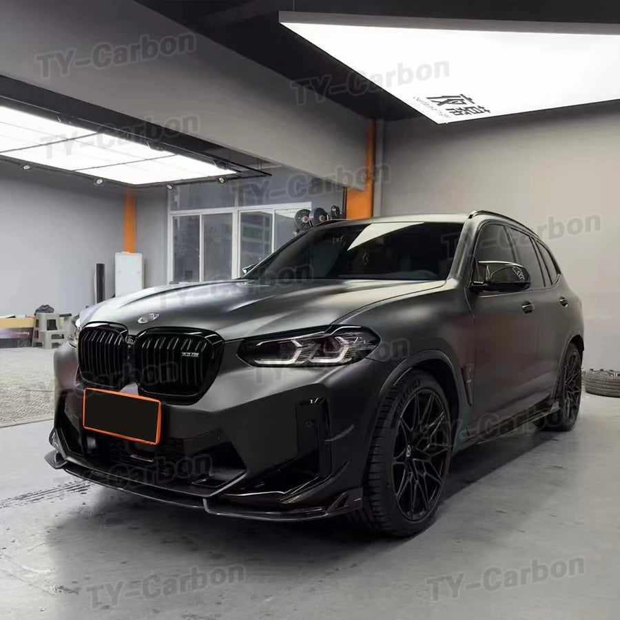 Real Carbon Fiber Front Bumper Lip Splitters For BMW X3M X4M F97 F98 LCI 2022+ Car Front Lip Chin Spoiler Guard FRP